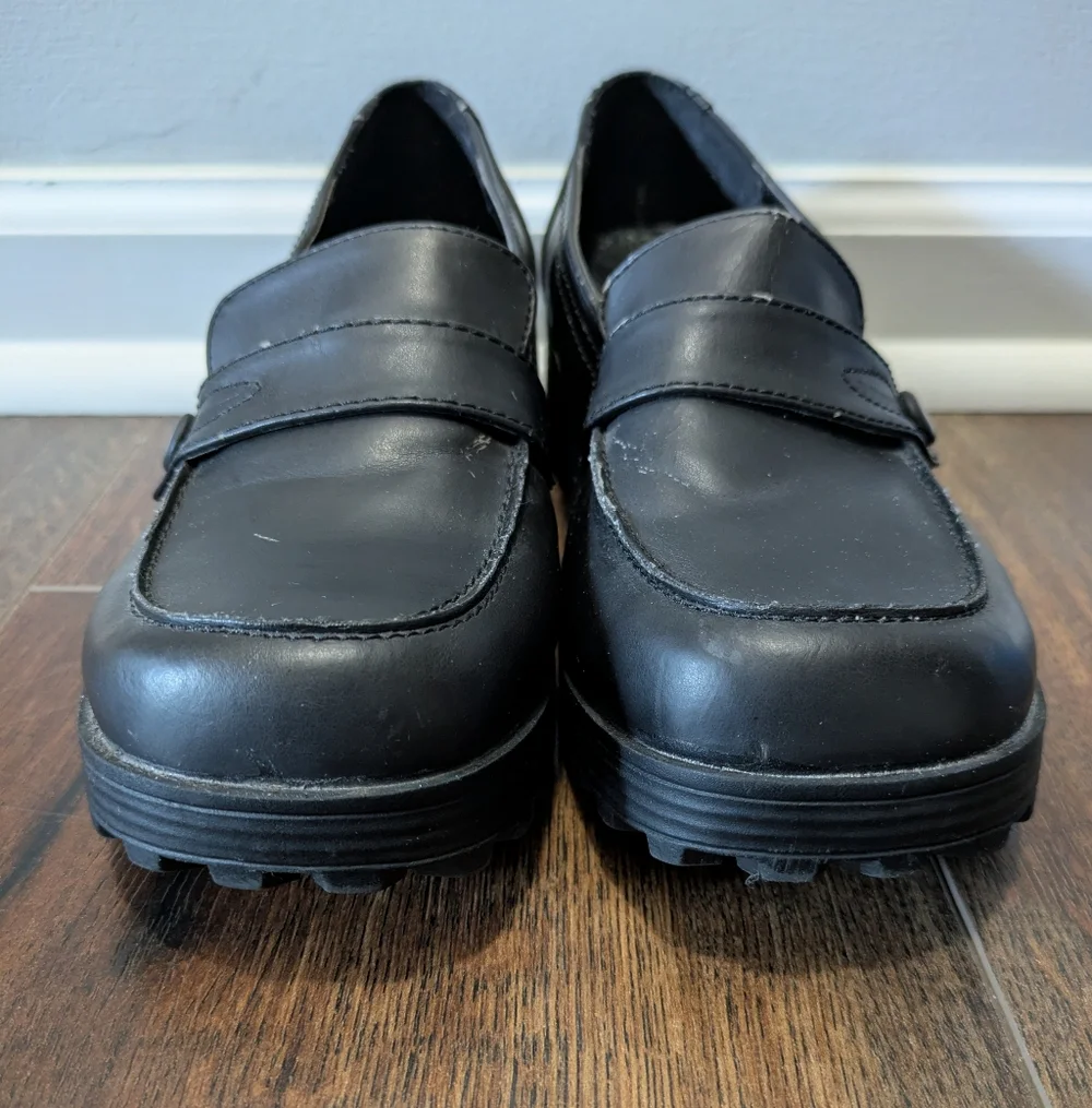 Vintage Unionbay Bettie Platform Loafers Chunky Black‎ Size 6M 90s Y2K Academia